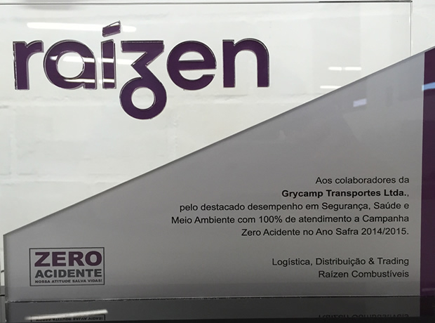 TrofÃ©u Zero Acidentes Ano Safra 2014-2015